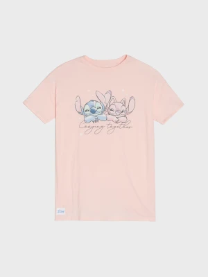 Sinsay - Bawełniana koszula nocna Stitch - różowy