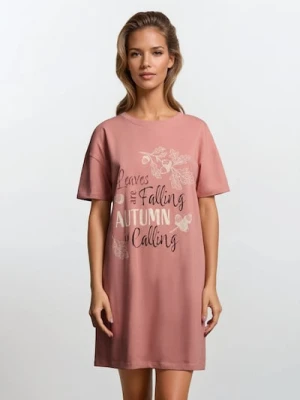 Sinsay - Bawełniana koszula nocna z motywem jesiennym - fioletowy