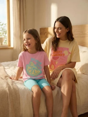 Sinsay - Bawełniana koszula nocna z motywem owocowym - żółty