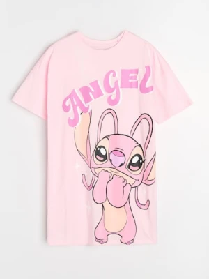 Sinsay - Bawełniana koszula nocna z nadrukiem Lilo & Stitch - różowy