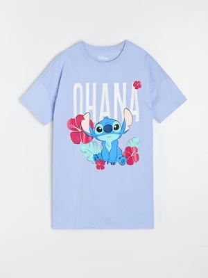 Sinsay - Bawełniana koszula nocna z nadrukiem Stitch - błękitny