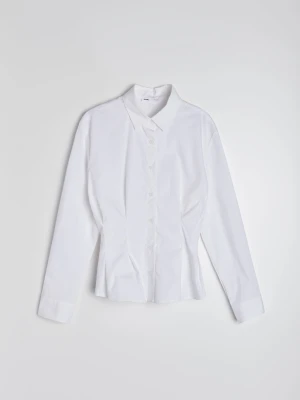 Sinsay - Bawełniana koszula slim fit - biały