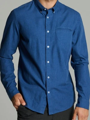 Sinsay - Bawełniana koszula slim fit - niebieski