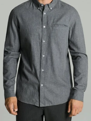 Sinsay - Bawełniana koszula slim fit - szary