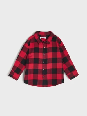 Sinsay - Bawełniana koszula w kratę - czerwony