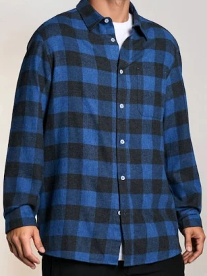 Sinsay - Bawełniana koszula w kratę - niebieski