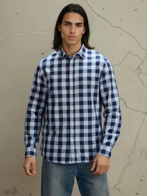 Sinsay - Bawełniana koszula w kratę - niebieski