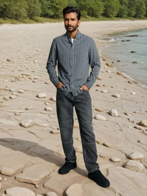 Sinsay - Bawełniana koszula w kratę - szary