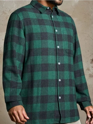 Sinsay - Bawełniana koszula w kratę - zielony