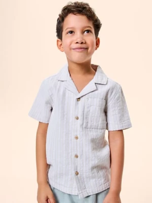 Sinsay - Bawełniana koszula w paski - beżowy