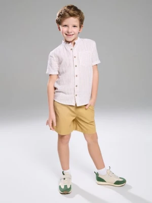 Sinsay - Bawełniana koszula w paski - beżowy