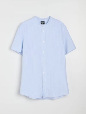 Sinsay - Bawełniana koszula w paski - błękitny