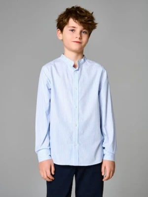 Sinsay - Bawełniana koszula w paski - niebieski