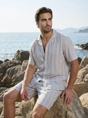 Sinsay - Bawełniana koszula w paski - szary