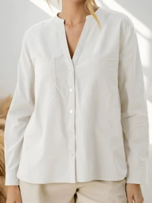 Sinsay - Bawełniana koszula z długim rękawem - biały