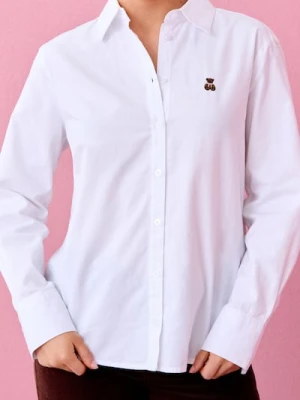 Sinsay - Bawełniana koszula z haftem - biały