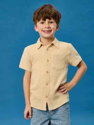 Sinsay - Bawełniana koszula z kieszenią - beżowy