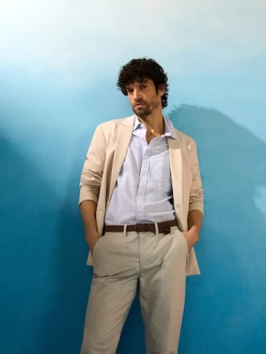 Sinsay - Bawełniana koszula z krótkim rękawem - błękitny