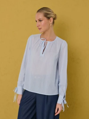 Sinsay - Bawełniana koszula z ozdobnymi wiązaniami - wielobarwny