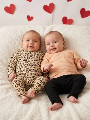 Sinsay - Bawełniana koszulka 2 pack - kremowy