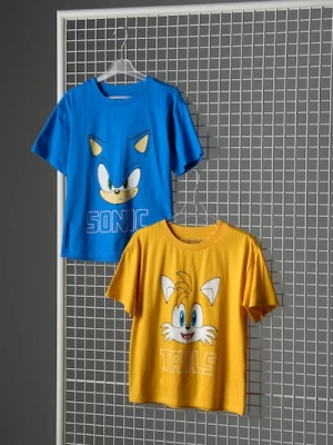 Sinsay - Bawełniana koszulka 2 pack Sonic the Hedgehog - wielobarwny