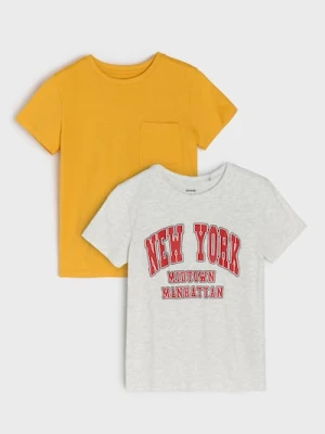 Sinsay - Bawełniana koszulka 2 pack - żółty