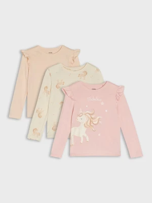 Sinsay - Bawełniana koszulka 3 pack - wielobarwny
