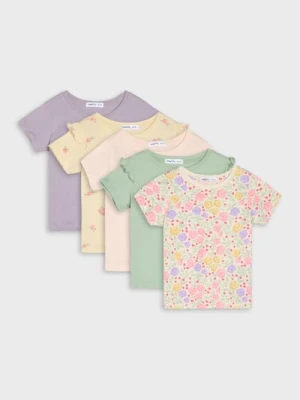 Sinsay - Bawełniana koszulka 5 pack - kremowy