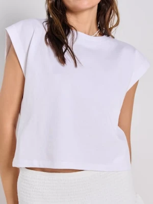 Sinsay - Bawełniana koszulka basic - biały