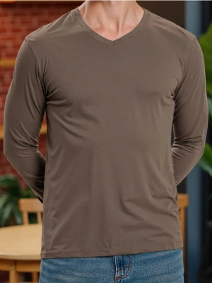 Sinsay - Bawełniana koszulka basic - brązowy