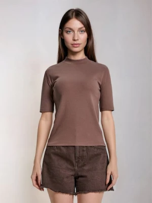 Sinsay - Bawełniana koszulka basic - brązowy