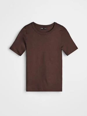 Sinsay - Bawełniana koszulka basic - brązowy