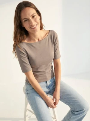 Sinsay - Bawełniana koszulka basic - brązowy