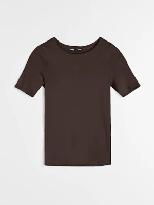 Sinsay - Bawełniana koszulka basic - brązowy