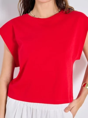 Sinsay - Bawełniana koszulka basic - czerwony