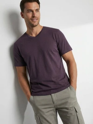 Sinsay - Bawełniana koszulka basic - fioletowy