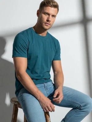 Sinsay - Bawełniana koszulka basic - niebieski