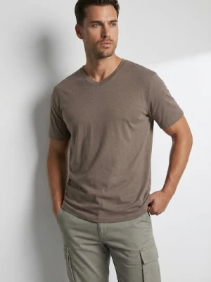 Sinsay - Bawełniana koszulka basic - brązowy