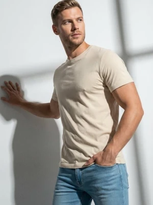 Sinsay - Bawełniana koszulka basic - kremowy