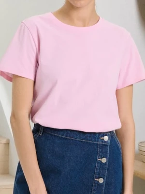 Sinsay - Bawełniana koszulka basic - różowy