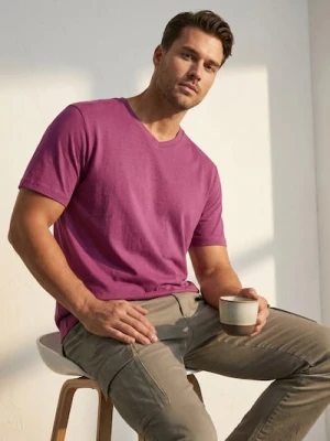 Sinsay - Bawełniana koszulka basic - różowy