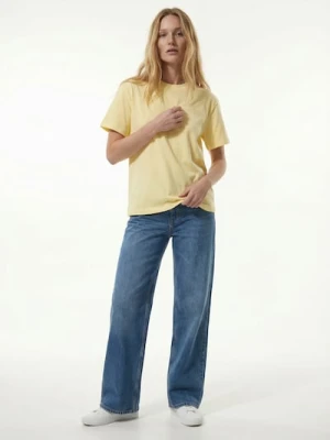 Sinsay - Bawełniana koszulka basic - yellow jeans