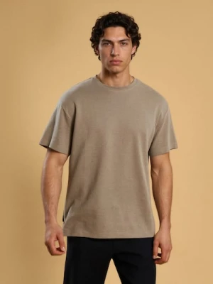 Sinsay - Bawełniana koszulka basic - beżowy