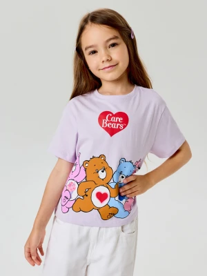 Sinsay - Bawełniana koszulka boxy z nadrukiem Care Bears - fioletowy