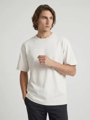 Sinsay - Bawełniana koszulka comfort - kremowy