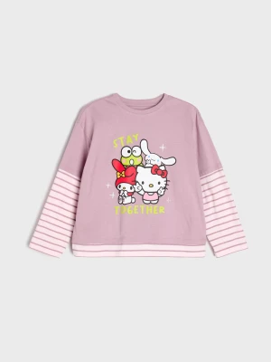 Sinsay - Bawełniana koszulka dwuwarstwowa Hello Kitty - wielobarwny