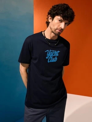 Sinsay - Bawełniana koszulka - granatowy