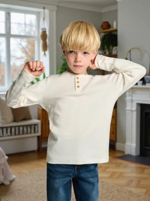 Sinsay - Bawełniana koszulka - kremowy