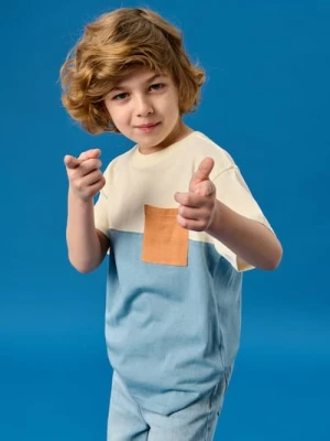 Sinsay - Bawełniana koszulka - kremowy