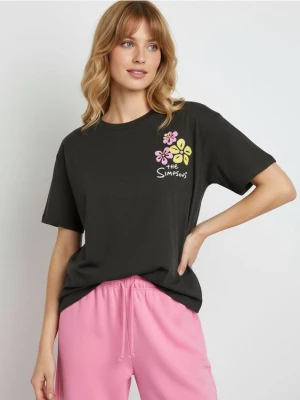 Sinsay - Bawełniana koszulka loose fit The Simpsons - szary